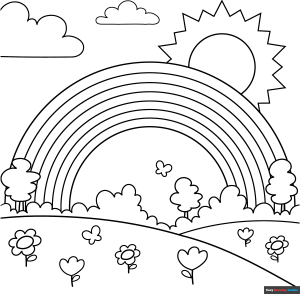 Free printable Rainbow for Kids coloring page