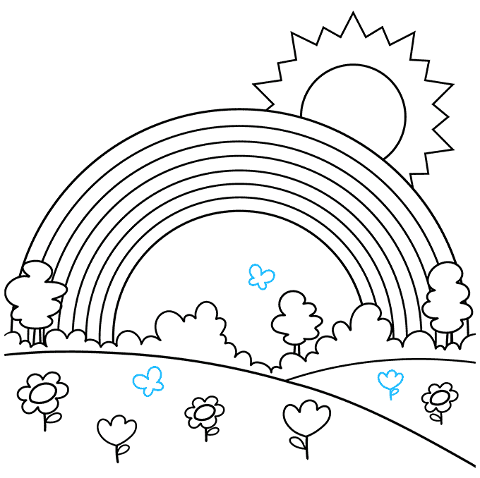 Rainbow for Kids step-by-step drawing tutorial: step 8